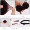 HOFASON Hair Bun Maker Donut 31 Pcs, 6 Pcs Small Hair Donuts for Buns, 5 Pcs Hair Elastic Bands, 20 Pcs Hair Pins, Hair Buns Pieces Ring Style Accessories for Kids Girls Short Thin hair Shaper (Brown)