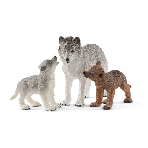 Schleich Wild Life 3pc. Mother Wolf and Baby Wolf Pups Figurine Set - Authentic and Highly Detailed Toy Set, Durable for Education and Fun Play, Perfect for Boys and Girls, Ages 3+