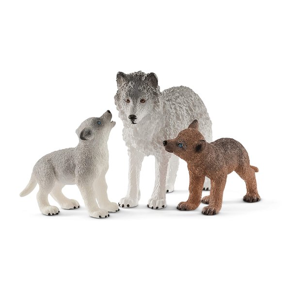 Schleich Wild Life 3pc. Mother Wolf and Baby Wolf Pups Figurine Set - Authentic and Highly Detailed Toy Set, Durable for Education and Fun Play, Perfect for Boys and Girls, Ages 3+