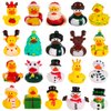 20pcs Christmas Rubber Ducks, 20 Styles Holiday Rubber Ducks Mini Rubber Duck Bath Toys Cute Assorted Rubber Ducks for Christmas Holiday Celebrations Party Gifts