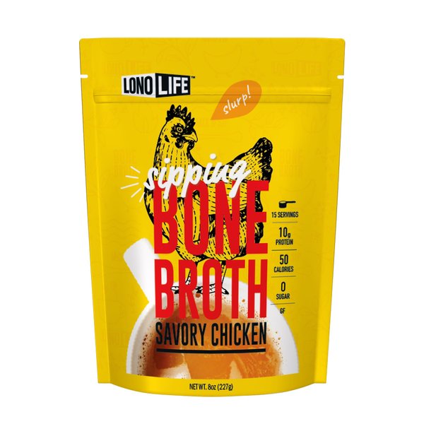 LonoLife Chicken Bone Broth Powder Mix | 10g Protein | Collagen-Rich, Keto & Paleo Friendly | Natural Ingredients | 8oz Bulk Container (15 Servings)