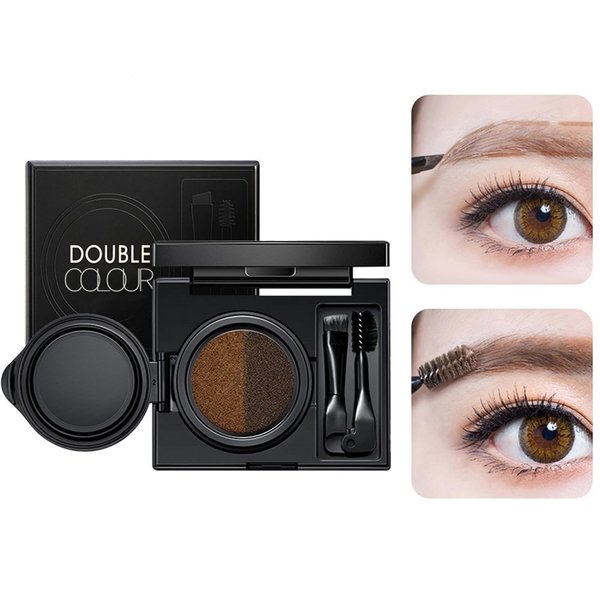 LXZJJM 2 Colors Waterproof Air Cushion Eyebrow Cream Liquid Brow Powder Gel for Eye Makeup with duo 2 end eyebrow Brushes (02# brown)