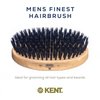 Kent MG2 Men's Oval Beechwood Hair Brush with Black Boar Bristles for Grooming, 360 Wave, Beard Straightening & Facial Care