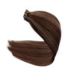 Tape in Hair Extensions Real Human Hair 20 Pieces Double Sided Tape in Hair Skin Weft Invisible Remy Hair Extensions Tape on Brown to Auburn Brown Highlights Remy Hair Extensions Tape ins 14Inch 30G
