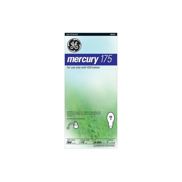 GE Lighting 26439 175 Watt White Mercury Vapor Light Bulb