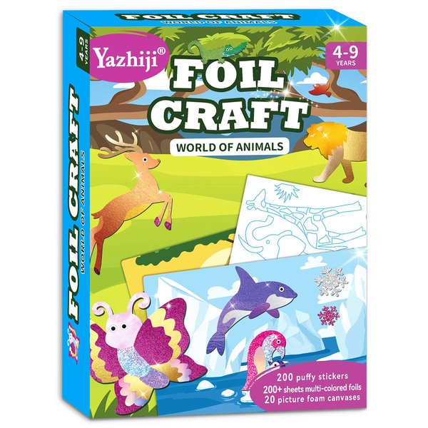 Foil Art Craft Kits for Kids , Animals Mega Mess -free Fun Activity Set for Child, DIY Printing Craft Kits, Gifts for Ages 4 5 6 7 8 9 10 11 12 Years old, Art Supplier Travel Toys for Boys Girls