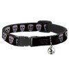 Cat Collar Breakaway Wonder Woman Floral Skull Black Multi Pastel 8 to 12 Inches 0.5 Inch Wide