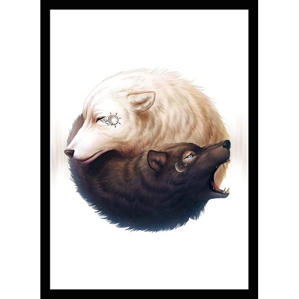 MTG Sleeves 50 MTG Standard Card Sleeves Deck Protector - Ying Yang Wolves