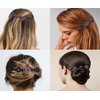 Sparkling Crystal Stone Braided Hair Clips, Satin Fabric Hair Bands, Four-Leaf Clover Chopped Hairpin Duckbill Clip Braided Hair Clip with 3 Small Clips Multi Clip Hair Barrette 4Pack (Four leaf hair clip)
