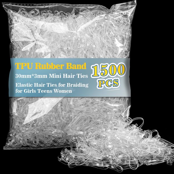 MAQIHAN Small Rubber Bands - 1500PCS Mini Hair Ties TPU Elastic Hair Ties for Braiding Hair Bands Thin Hair Ties Ponytail Holders for Girls Teens Women
