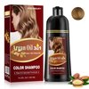 Fvquhvo Hair Dye Shampoo Blonde, Argan Oil Instant Hair Color Shampoo, Long Lasting Brown Hair Shampoo, Semi-Permanent Brown Hair Dye, Shampoo Hair Dye Easy to Use (Blonde Brown)