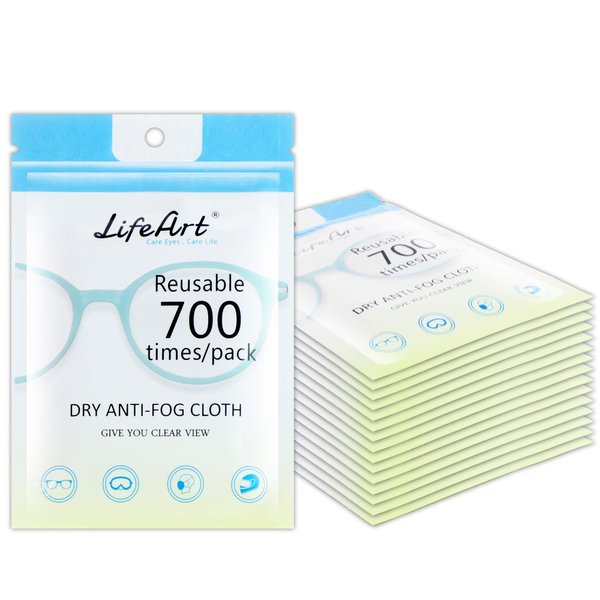 LifeArt Anti Fog Cloth for Eyeglasses, Microfiber Cleaning Cloth for Screen, Goggles and Ski Masks, Nano Technology, Reusable 700 Times, Safe on All Types of Lens Coating, Streak-Free (15 Pack)