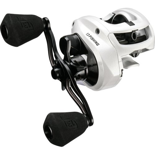 13 FISHING - Concept C2 - Low-Profile Baitcast Fishing Reel 200 Size- 8.3:1 - Right Hand Retrieve (Fresh+Salt) - C2-8.3-RH, White