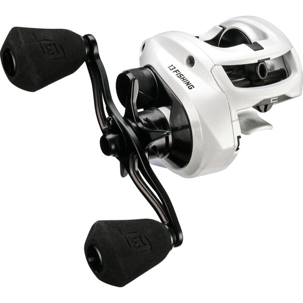 13 FISHING - Concept C2 - Low-Profile Baitcast Fishing Reel 200 Size- 8.3:1 - Right Hand Retrieve (Fresh+Salt) - C2-8.3-RH, White