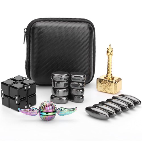 Hammer Fidget Spinners Chain Metal, Gold Fidget Spinner, Fidget Pad, Rainbow Gold Fidgit Spinner Gift for Kids Adults, Fidgets Infinity Cube Blocks Stress Fidgit Toy Set Party Favors Goody Bag Filler
