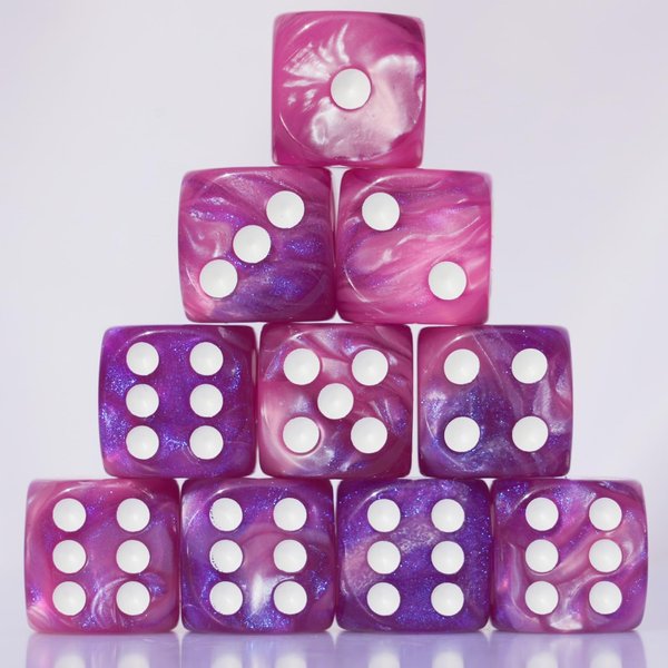 10 PC D6 dice 16mm Acrylic Dice Set for RPG MTG DND Dice Table Games and Board Games (Pink + Blue)