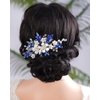 Kercisbeauty Flower Hair Comb for Women and Girls Wedding Bridal Crystal Hair Piece (Blue)