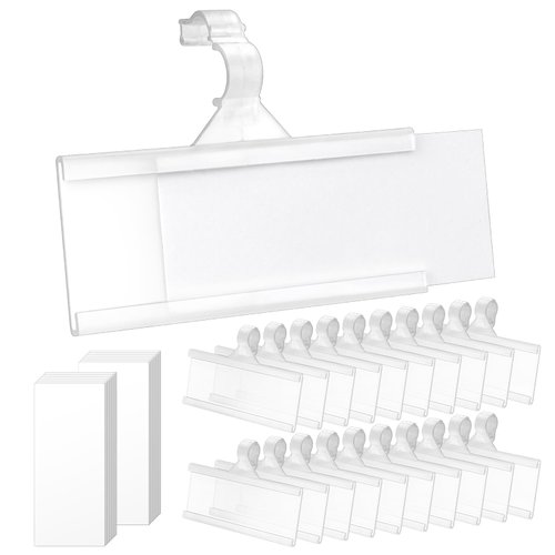 25Pcs Wire Shelf Label Holder, Reusable Plastic Shelf Tags for Pantry Retail Shopping Mall Store Supermarket Wire Shelving UPC Price Display Easy Clip Design Tight Snap Lock Closure 1-1/4" H X 3" W