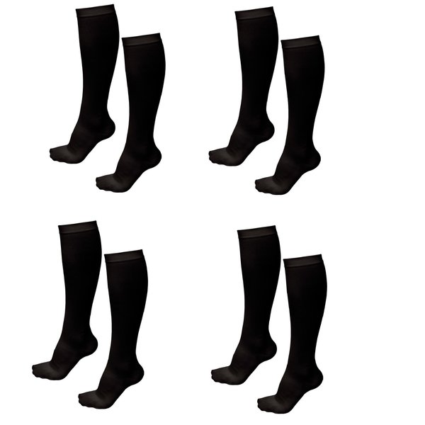 4 Pairs TASOM Compression Socks Over the Calf Below Knee Sock Stockings For Men Woman Foot Feet Ankle Heel Pain Ache Swelling Relief - 4 Pairs Black LG/XL