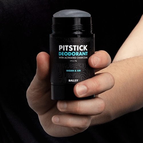 Ballsy Pitstick Activated Charcoal Deodorant - Mens Aluminum Free Deodorant w/Charcoal, & Plant Based Extracts – Cruelty & Baking Soda-Free Underarm Deodorant for Odor Protection, 2.75 oz