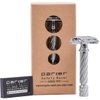 Parker 87R Chrome Standard Length Handle Butterfly Open Double Edge Safety Razor for Men, 5 Parker Double Edge Razor Blades Included