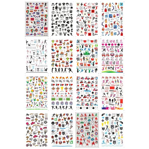CHANGAR Football Sports Nail Art Stickers Basketball Soccer Player Nail Decals Sports Cheerleading Flag Stickers Bowling Rugby Ballet Nail Stickers Decoration for Women Girls Kids （16 Sheets）