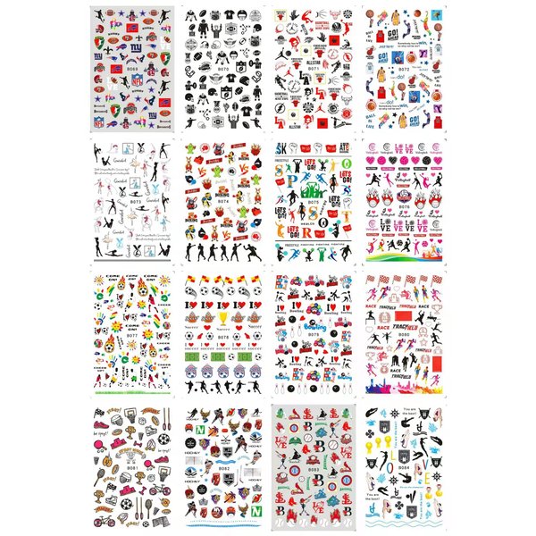 CHANGAR Football Sports Nail Art Stickers Basketball Soccer Player Nail Decals Sports Cheerleading Flag Stickers Bowling Rugby Ballet Nail Stickers Decoration for Women Girls Kids （16 Sheets）