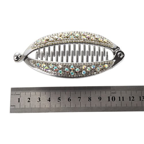 4Pcs Elegant Shining Rhinestone Crystal Banana Clip Hair Clincher Rounded Edges Hair Comb Fish Shape Grips Clamp Headwear for Women and Girls