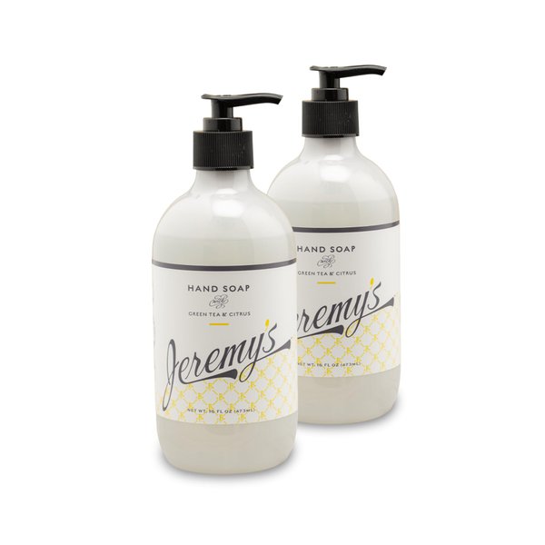 Jeremy's Razors Liquid Hand Soap - Natural Green Tree Extract, Aloe Vera, Citrus - Paraben & Sulfate Free Kitchen Hand Wash & Bathroom Soap, Pump Dispenser Bottle (Made in USA, 16 Fl Oz, 2 Pack)