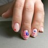 24Pcs 4th of July Press on Nails Short Independence Day Fake Nails American Flag Stars Full Cover Glue on Nails Patriotic False Nails Acrylic Nails Heart Stick on Nails for Women Manicure Decorations