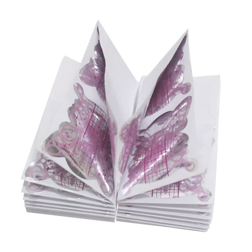 VNC 200Pcs Nail Form Extension Sticker Pruple Bufferfly Shape Nail Art Guide Form Acrylic Tips UV Gel Extension Stickers Guide Stencil Manicure Tools for Nail Polish Guide Sticker