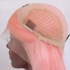 14inches Pink Bob Wigs 13x4 Lace Front Human Hair Glueless Sliky Straight Brazilian Virgin Hair Pre Plucked Hairline Bleached Knots Unprocessed Pink Bob Wig Middle Part for Women(could be restyle)