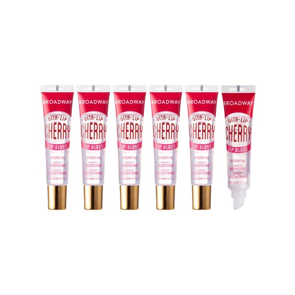 Ruby Kisses Broadway Lip Gloss Vita-Lip Clear Lip Gloss, Moisturizing, Soothing, Super Glossy with Vitamin Oil (Cherry)