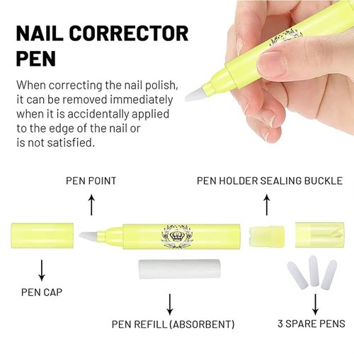 3 PCS Nail Polish Remover Pen Polish Cuticle Clean Up Pen Remover Mistakes Cleaner Nail Edge Cleaning Pen for Nail DIY Design or Salon Use Nail Art Tools