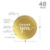 Andaz Press Round Circle Favor Gift Labels Stickers, Metallic Gold Ink, Thank You, 40-Pack, Not Gold Foil, for Invitations Stationery Envelopes