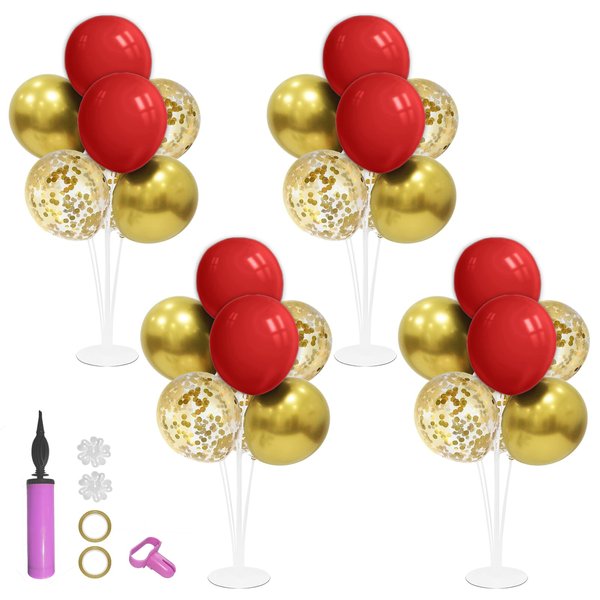 ZJDHPTY Red and Gold Balloon Stand Centerpiece Table Decorations for 49ers Party Birthday Graduation Wedding Mother's Day Anniversary Christmas New Year's Eve Party Decorations(Red gold set4)
