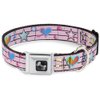 Dog Collar Seatbelt Buckle Music Notes Pink 15 to 26 Inches 1.0 Inch Wide