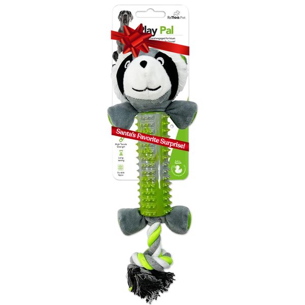 ReThink Pet PlayPal 3-in-1 Squeaky Dog Toy, Tug & Chew Plush Dog Chew Toys, High Tensile Strength Recyclable Puppy Teething Toys, Long-Lasting and Durable Dog Toys
