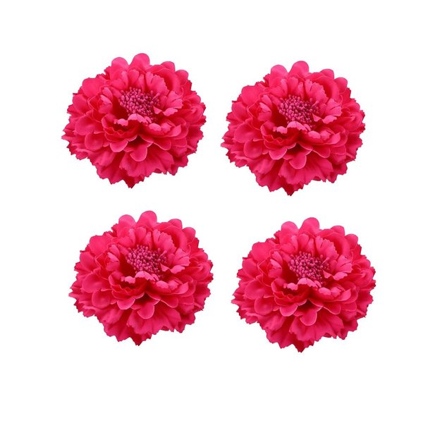 Koolgil Women's 4Pcs Bohemia Peony Flowers Hairpin Hair Clip Flower Brooch for Travel Party Festivals (Fuchsia)