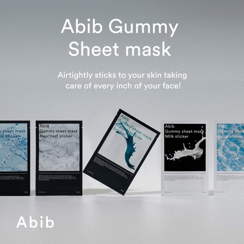 Abib Gummy Sheet Mask Heartleaf Sticker 10 Sheets I CICA Soothing for Sensitive and Dry Skin, Refreshing and Hydrating Korean Facial Mask