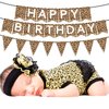 Leopard Print Happy Birthday Banner, Cheetah Print Pennant Banner, Cheetah Birthday Decorations, Cheetah Party Decorations, Jungle Safari Animal Print Baby Shower Theme Birthday Party Supplies