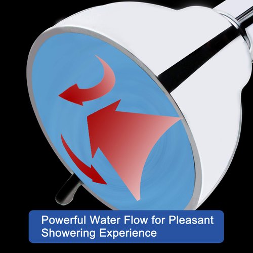 YOO.MEE High Pressure Fixed Shower Head - Strong Powerful Pressure Boosting against Low Flow Showers- 3 Function Wall Mount Rain Shower - Removable Water Restrictor - Luxury Chrome