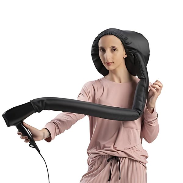 Dompel Black Satin Diffuser Cap | Enhance Hair Drying, Reduce Frizz, Protect Hair | Universal Fit for Most Hair Dryers | Elastic Band and Rubber Element for a Secure Fit (M)