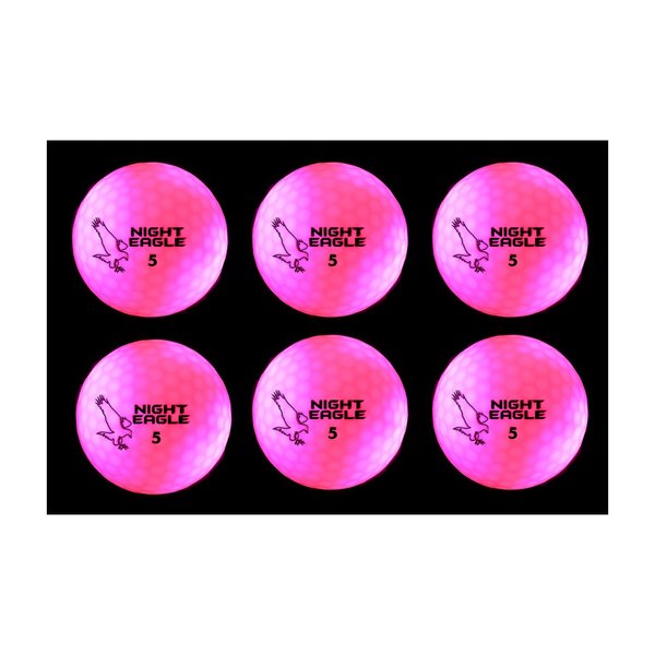 Night Eagle CV LED Golf Balls - Light Activated - No Timer - 6 Pack (Pink)