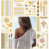8 Sheets Metallic Gold Henna Temporary Tattoos 80+ Mandala Tattoos Flowers, Mandalas, Elephants Waterproof Nontoxic Long Lasting for Beach, Festivals, & Parties