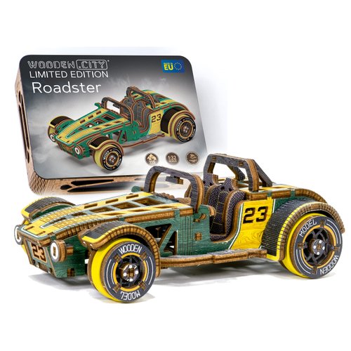 WOODEN.CITY Engineering DIY Wooden Model to Built - Model Car Kits - Premium 3D Wooden Puzzles for Adults - Detailed Model Kits for Enthusiasts and Collectors (Roadster Model Car Kits)