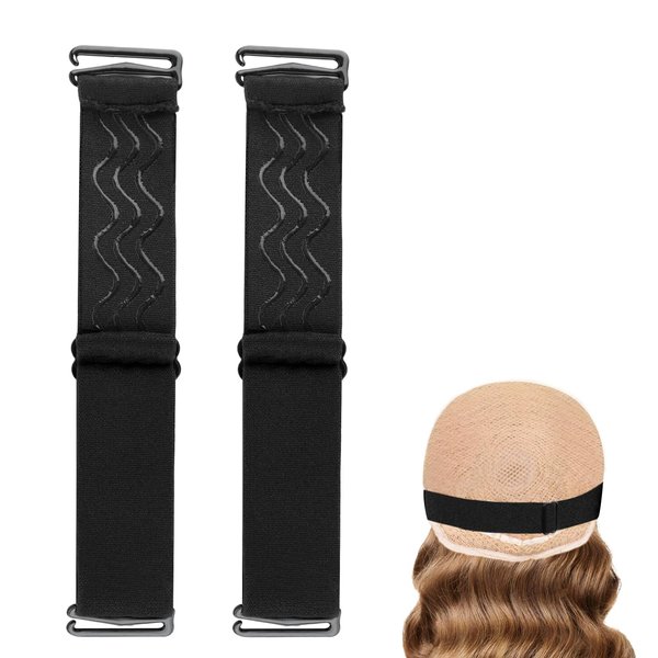 PEUTIER Adjustable Elastic Band for Wigs, 1.18 Inch Wig Elastic Band Non-Skid Adjustable Wig Grip Band Straps for Glueless, Wig Band Edge Wrap for Hair Styling (Black)