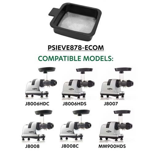 Omega Juicer Replacement Parts - Straining Sieve For Model J8006HDS, J8006HDC, J8008C, 8007, 8008, MM900HDS, Black