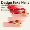 SINSEN Long Square Press on Nails Rhinestone Acrylic Fake Nails Glossy Red French Tip False Nails Very Long Glue on Nails Kit Reusable Stick on Nails Finger Manicure Decorations for Women, 24PCS