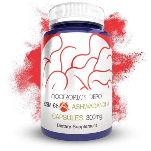 Nootropics Depot KSM-66 Ashwagandha Capsules | 300mg | 180 Count | Withania somnifera Extract | Ayurvedic Herb | Adaptogen Supplement | Stress + Promote Relaxation* | Energy, Memory + Focus*